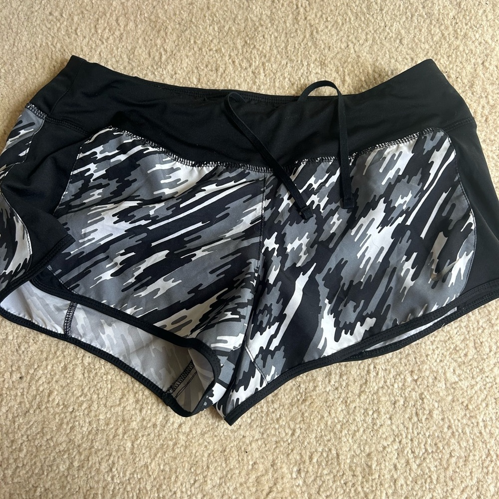 Women's Black and Gray Camouflage Shorts